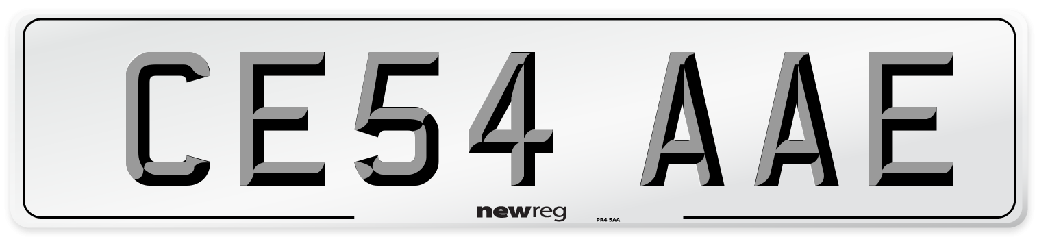 CE54 AAE Number Plate from New Reg